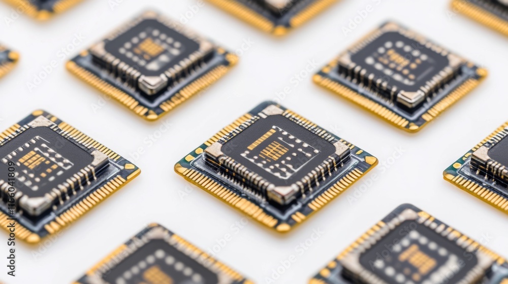 Abstract Digital Chips on Soft Glow Background Abstract Digital Chips on Soft Glow Background