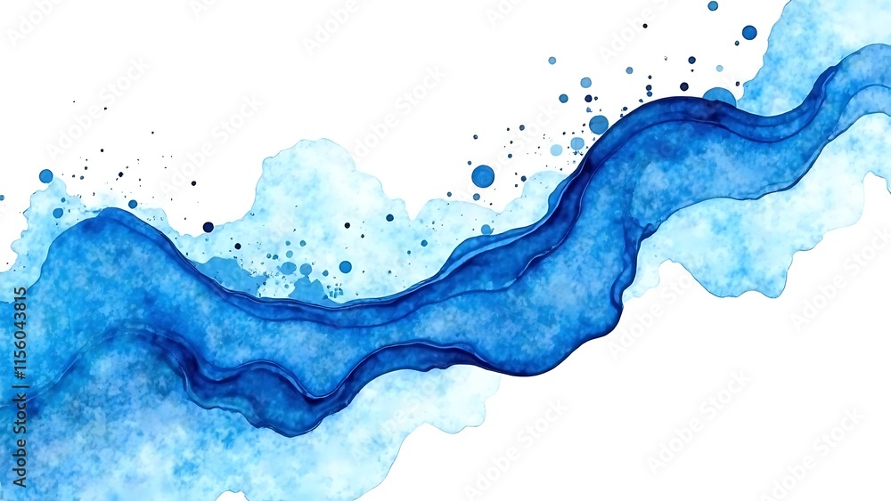 Blue paint swirls in the water, creating abstract shapes and vibrant patterns against a white background. Holi festival in India world art day	