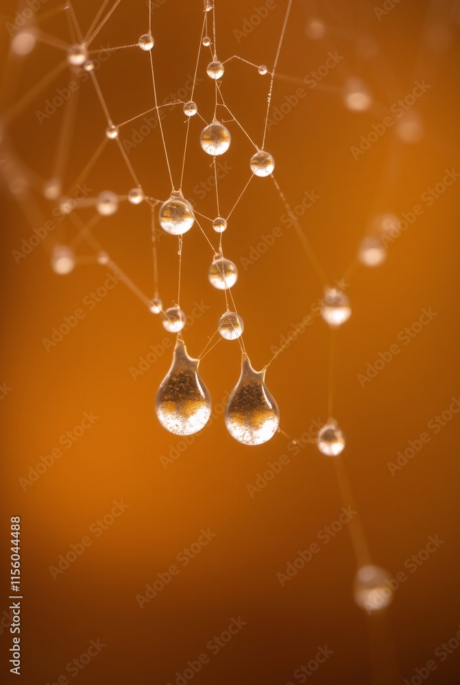 Fototapeta premium Macro Photography of Water Droplets on a Spider Web.