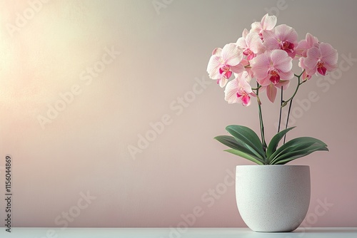Wallpaper Mural Orchid Bouquet in Elegant Pot with Soft Pink Background for Romantic Valentine Atmosphere Concept Torontodigital.ca