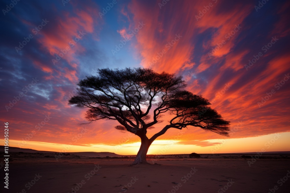 Stunning silhouette of a desert sunset with vibrant colors and dramatic sky views Stunning silhouette of a desert sunset with vibrant colors and dramatic sky views