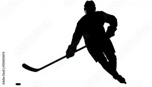 Motion and skill captured in a powerful hockey silhouette during an intense game on the ice photo