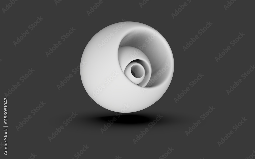 3d abstract white orb and sphere in black background 3d abstract white orb and sphere in black background