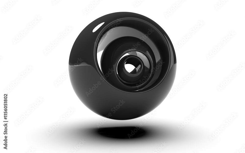3d abstract black orb and sphere in white background 3d abstract black orb and sphere in white background