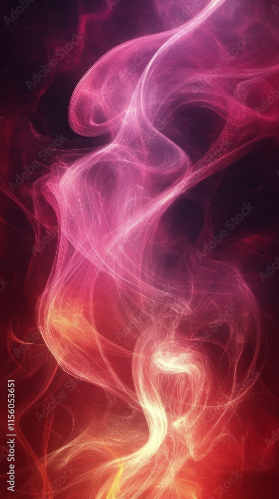Vibrant swirls of pink smoke creating abstract patterns in dark space Vibrant swirls of pink smoke creating abstract patterns in dark space