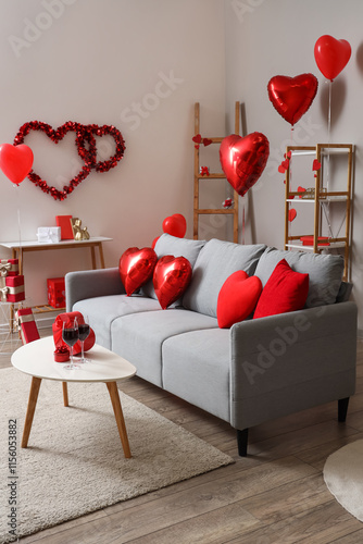 Interior of festive living ...