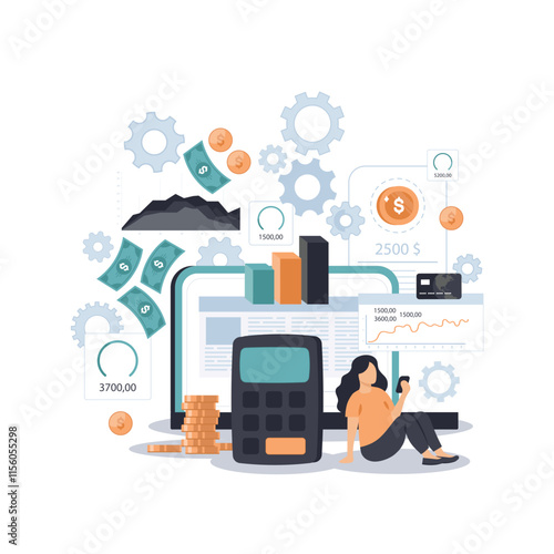 Cost optimization concept. Idea of financial and marketing strategy. Cost and income balance. Spending and cost reduction, while maximizing business value. Isolated flat illustration vector