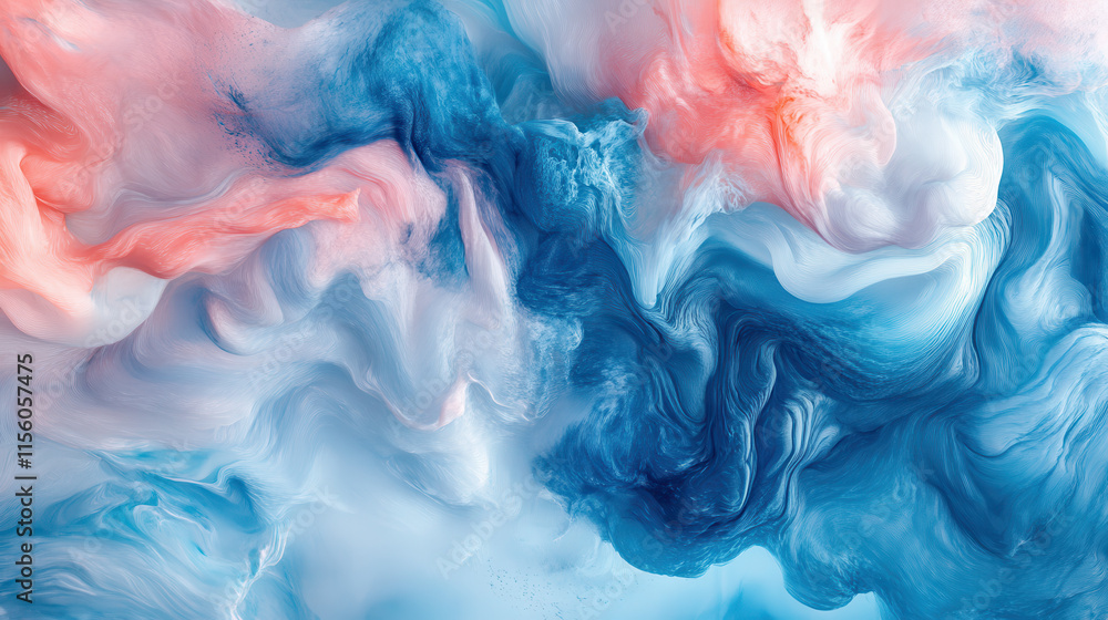 An abstract interpretation of a dramatic sunrise sky, with clouds infused with deep cerulean blue and blush pink tones, illuminated by scattered silvery rays An abstract interpretation of a dramatic sunrise sky, with clouds infused with deep cerulean blue and blush pink tones, illuminated by scattered silvery rays
