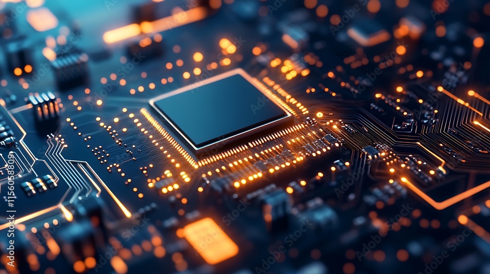 Circuit Board with Illuminated Microchip Circuit Board with Illuminated Microchip