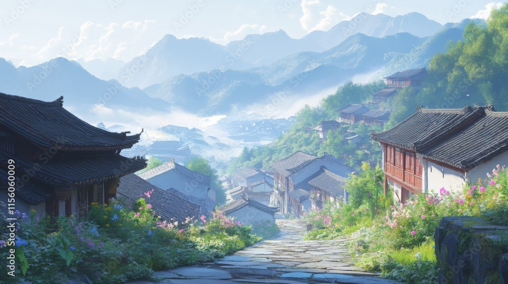 Rural Village with Bright Outdoor Storytelling Elements Rural Village with Bright Outdoor Storytelling Elements