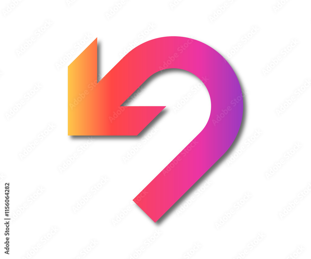 Left down arrow with a circular angle Left down arrow with a circular angle
