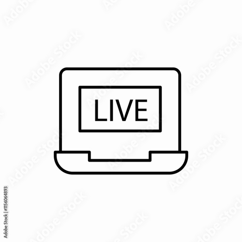 laptop live broadcast icon sign vector