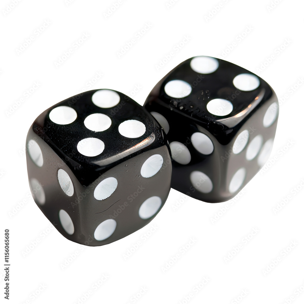 Black and white cubes. Bones for backgammon. Isolated on transparent background. PNG element. Black and white cubes. Bones for backgammon. Isolated on transparent background. PNG element.