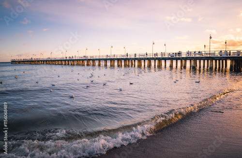 Fototapeta Naklejka Na Ścianę i Meble -  Beautiful old pier on the Baltic Sea in Gdynia, Poland