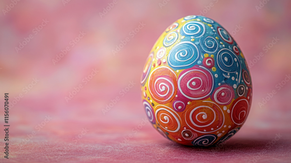 A colorful Easter egg with swirl patterns. A colorful Easter egg with swirl patterns.