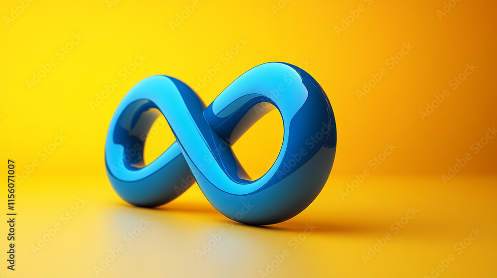 Blue infinity symbol on a vibrant yellow background Blue infinity symbol on a vibrant yellow background
