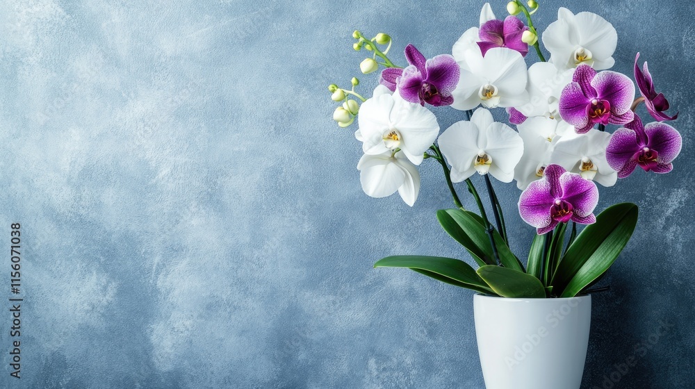 Elegant Orchid Arrangement in Modern White Vase for Home Decor Elegant Orchid Arrangement in Modern White Vase for Home Decor