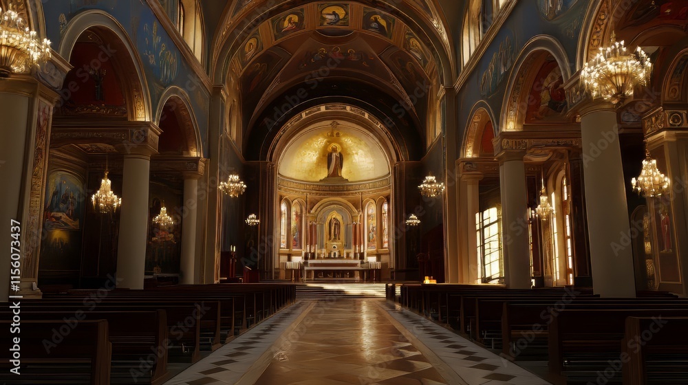 Fototapeta premium Grand church interior, opulent details
