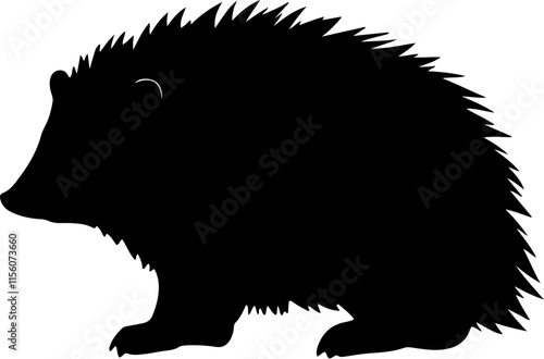 Hedgehog black silhouette vector logo