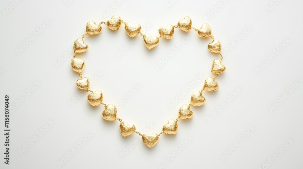 Obraz premium Golden Heart-Shaped Necklace on Light Background in Elegant Style