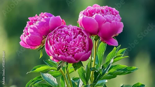 Wallpaper Mural Bright pink peonies bloom under soft sunlight in a vibrant garden setting during summer Torontodigital.ca