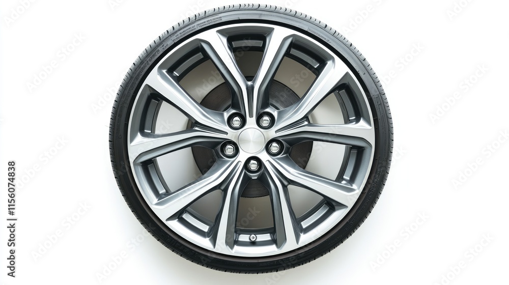Modern Car Wheel Design with Silver Finish and Stylish Spokes Modern Car Wheel Design with Silver Finish and Stylish Spokes