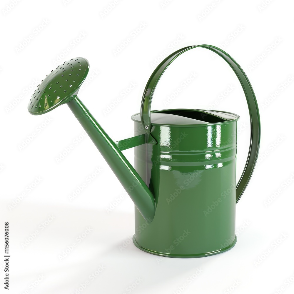 3D Rendered Green Metal Watering Can for Garden Irrigation and Plant Care 3D Rendered Green Metal Watering Can for Garden Irrigation and Plant Care