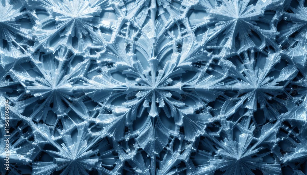 An intricate abstract pattern of frost-like structures, with sharp, angular shapes in icy blues, whites, and silvers, creating a frosty, crystalline aesthetic with soft light reflections and a cool, An intricate abstract pattern of frost-like structures, with sharp, angular shapes in icy blues, whites, and silvers, creating a frosty, crystalline aesthetic with soft light reflections and a cool,