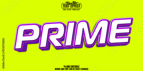 Prime editable text effect, customizable modern and poster 3d font style