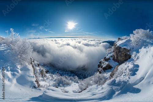 Stunning panoramic view of swiss alpine landscape with majestic mountains and clouds above photo