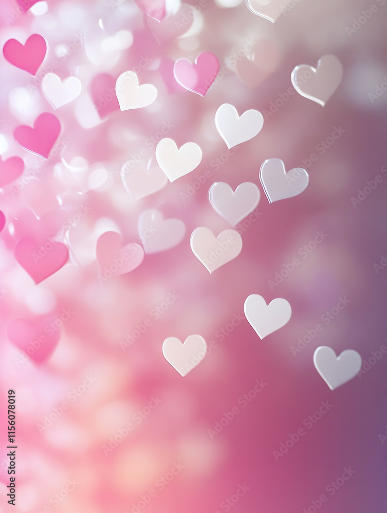 Pink and white heart shapes on a soft pastel Valentine's Day background Pink and white heart shapes on a soft pastel Valentine's Day background