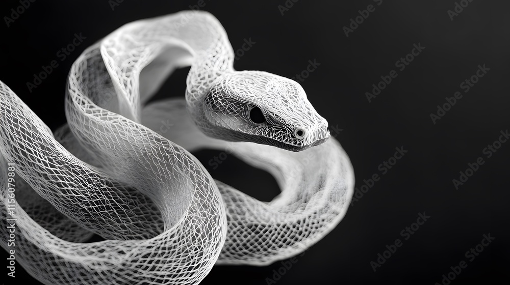 Fototapeta premium Snake, Paper Cut Art, Abstract Image, Texture, Pattern Background, Wallpaper, Cover and Screen for Smartphone, PC, Laptop, 9:16 and 16:9 Format