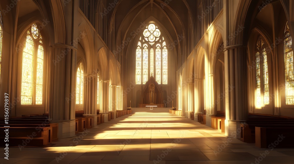 Sunlit Cathedral Interior Sunlit Cathedral Interior