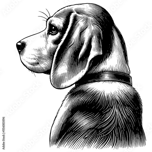 Hand drawn cute Beagle portrait, vector sketch isolated on white background, SVG vector