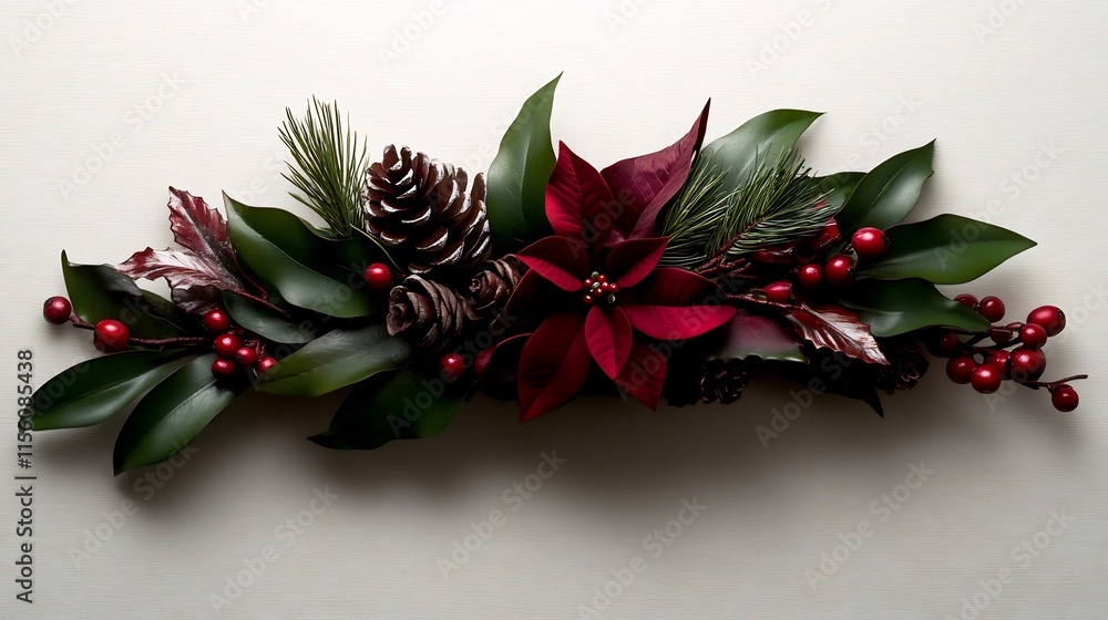 Elegant Christmas Garland: A Festive Red and Green Floral Arrangement Elegant Christmas Garland: A Festive Red and Green Floral Arrangement