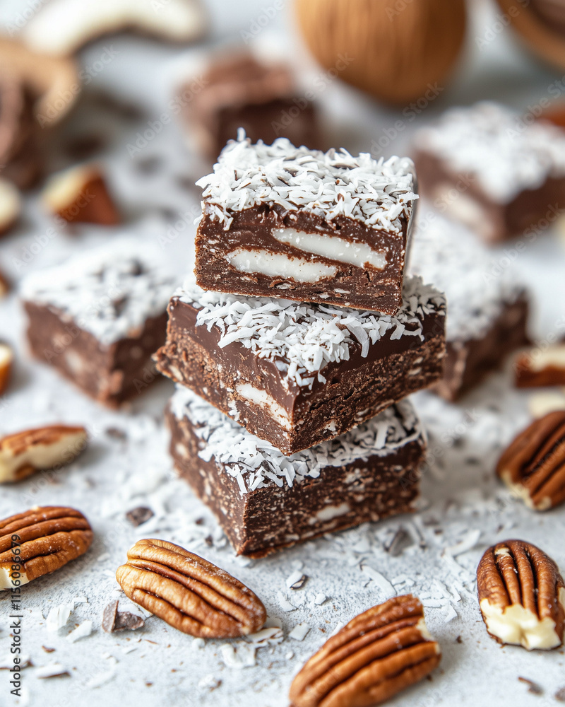 Chocolate Pecan Cookies with Coconut in Gourmet Style Chocolate Pecan Cookies with Coconut in Gourmet Style