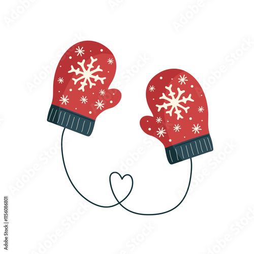 Cute red mittens on white background