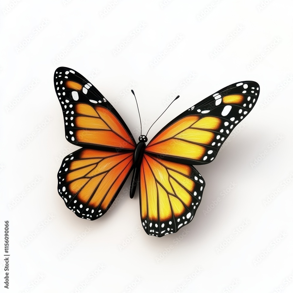 Obraz premium Close-up of a vibrant orange and black butterfly, showcasing its intricate wing patterns.