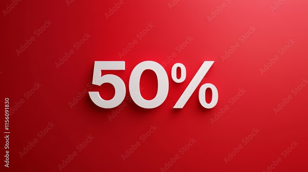 50 % in white letters on red background, copy and text space, 16:9 50 % in white letters on red background, copy and text space, 16:9
