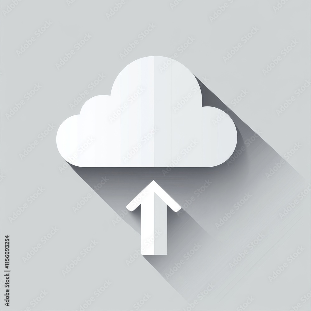 Stylized cloud symbol with an upward arrow, representing data upload and cloud storage concepts. Stylized cloud symbol with an upward arrow, representing data upload and cloud storage concepts.