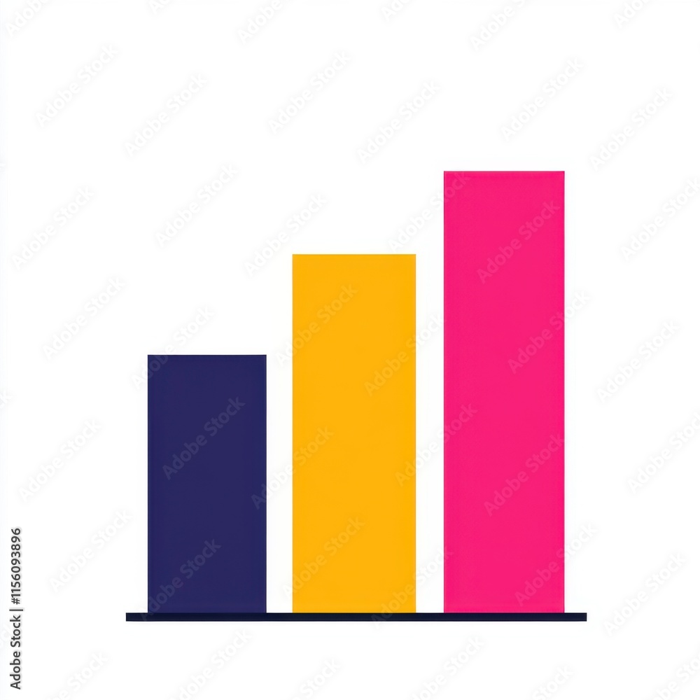 Vibrant bar chart illustration showcasing growth in three distinct colors. Vibrant bar chart illustration showcasing growth in three distinct colors.