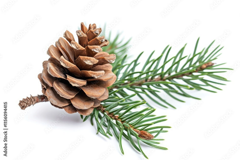 Festive Evergreen: Beautiful Siberian Pine Cone and Branch for Christmas Holiday Decor