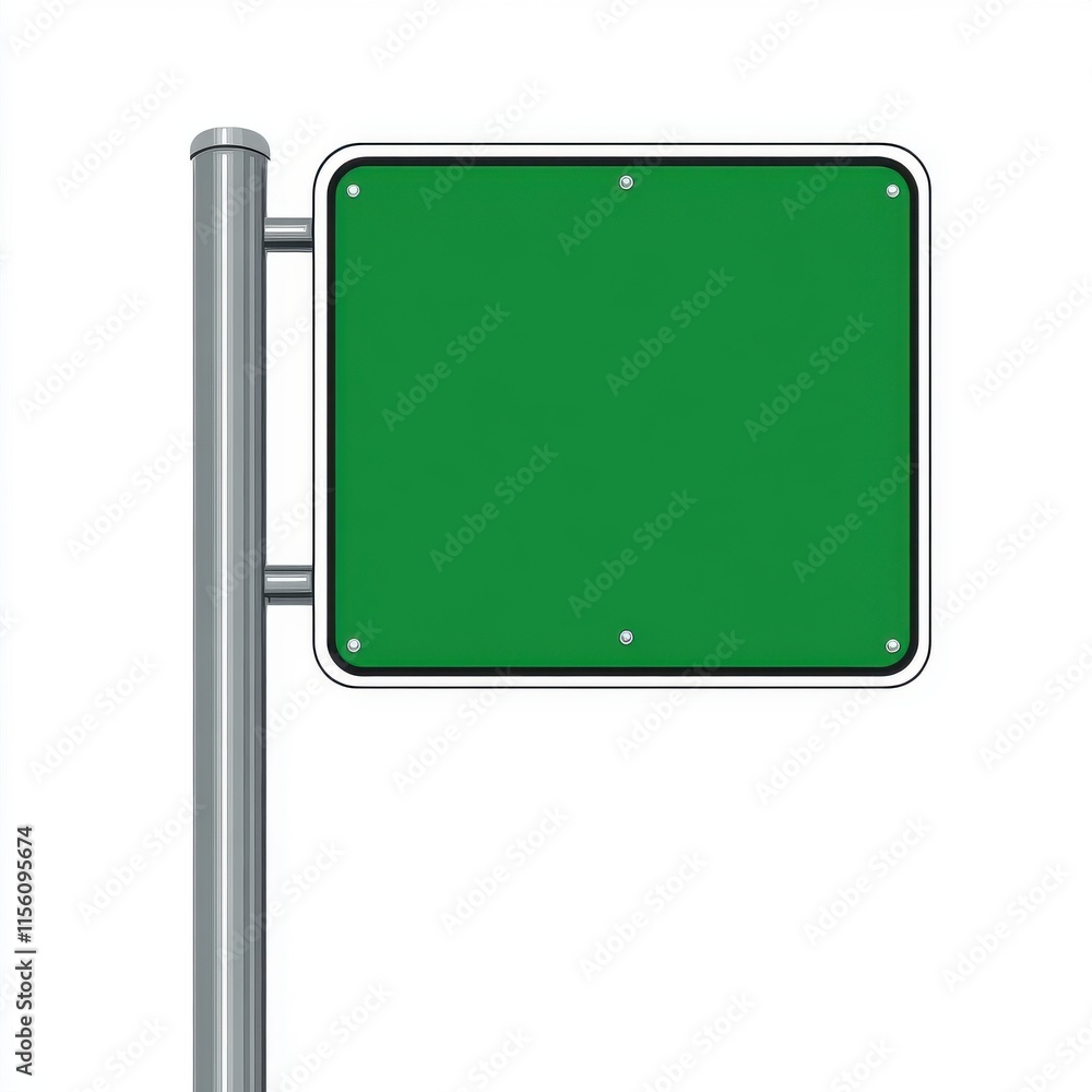 A blank green road sign on a metallic pole, ready for new information or directions. A blank green road sign on a metallic pole, ready for new information or directions.