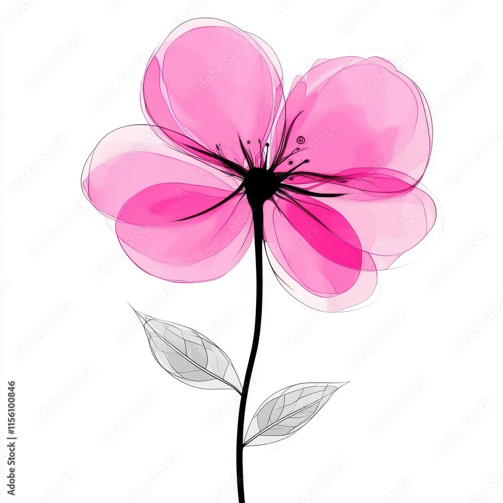A delicate pink flower illustration with soft petals and slender stem, radiating beauty and simplicity. A delicate pink flower illustration with soft petals and slender stem, radiating beauty and simplicity.
