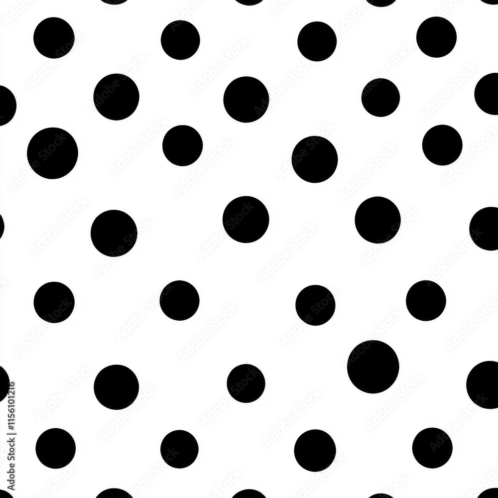 Black polka dots on a crisp white background, creating a playful and timeless pattern. Black polka dots on a crisp white background, creating a playful and timeless pattern.