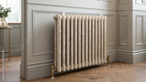 Wallpaper Mural The surface of the radiator showcases an elegant matte finish with a faint texture that invites touch surrounded by a freshly painted wall in a neutral tone that amplifies its Torontodigital.ca