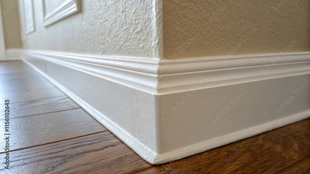The image focuses on the transition between the freshly caulked edge and the pale paint of the wall bringing out a striking contrast in textures. The image focuses on the transition between the freshly caulked edge and the pale paint of the wall bringing out a striking contrast in textures.