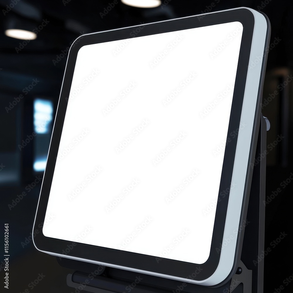 Blank digital sign displayed in a modern setting, ready for custom content. Blank digital sign displayed in a modern setting, ready for custom content.