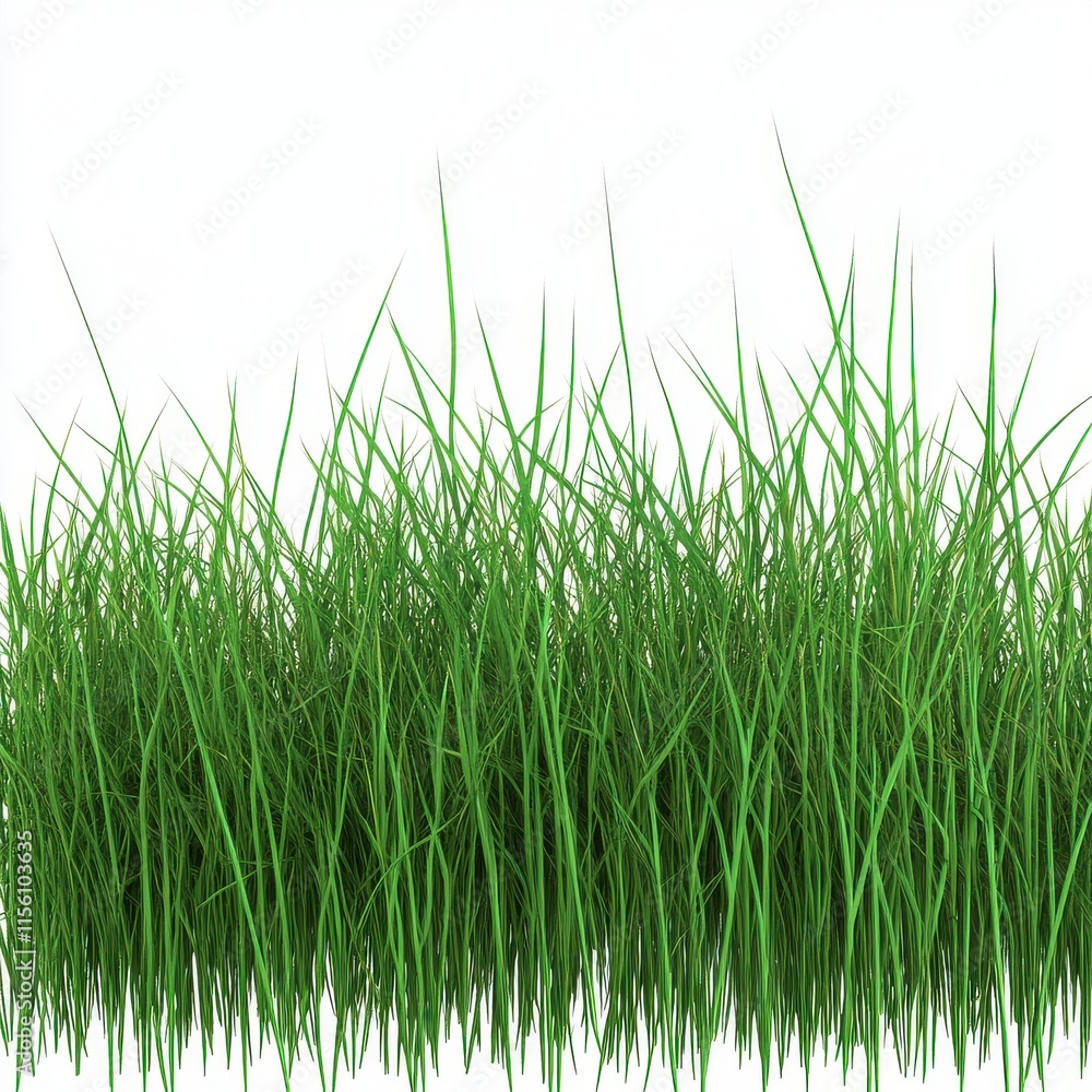 Vibrant green grass illuminated against a white background, creating a fresh and natural atmosphere. Vibrant green grass illuminated against a white background, creating a fresh and natural atmosphere.