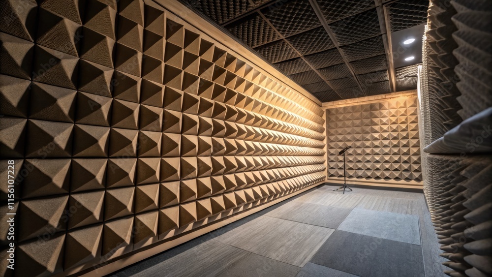 Obraz premium An artistic angle showing the shadow play created by the different heights of the soundproofing surfaces emphasizing their threedimensional quality.